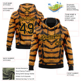 Custom Stitched Brown Black-Gold 3D Pattern Design Tiger Print Sports Pullover Sweatshirt Hoodie