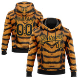 Custom Stitched Brown Black-Gold 3D Pattern Design Tiger Print Sports Pullover Sweatshirt Hoodie