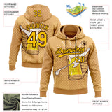 Custom Stitched Brown Yellow-Black 3D Pattern Design Let's Drink Beer Festival Sports Pullover Sweatshirt Hoodie