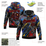 Custom Stitched Graffiti Pattern Black-Red 3D Abstract Splatter Sports Pullover Sweatshirt Hoodie