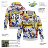 Custom Stitched Graffiti Pattern White-Black 3D Abstract Splatter Sports Pullover Sweatshirt Hoodie