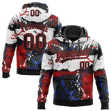 Custom Stitched Graffiti Pattern Black-Red 3D Abstract Splatter Sports Pullover Sweatshirt Hoodie