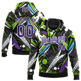 Custom Stitched Graffiti Pattern Purple-White 3D Abstract Splatter Sports Pullover Sweatshirt Hoodie