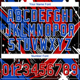 Custom Stitched Graffiti Pattern Red Thunder Blue-White 3D Abstract Splatter Sports Pullover Sweatshirt Hoodie