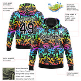 Custom Stitched Graffiti Pattern Black-White 3D Abstract Geometric Sports Pullover Sweatshirt Hoodie