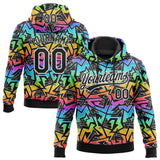 Custom Stitched Graffiti Pattern Black-White 3D Abstract Geometric Sports Pullover Sweatshirt Hoodie