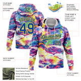 Custom Stitched Graffiti Pattern Thunder Blue-Light Yellow 3D Abstract Splatter Sports Pullover Sweatshirt Hoodie