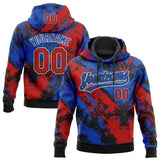 Custom Stitched Black Red Thunder Blue-White 3D Pattern Design Abstract Splatter Sports Pullover Sweatshirt Hoodie
