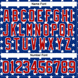 Custom White Red-Royal American Flag Hockey Lace Neck Jersey