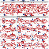 Custom White Royal-Red American Flag Hockey Lace Neck Jersey