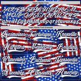 Custom Navy White Red-Royal American Flag Grunge Hockey Lace Neck Jersey