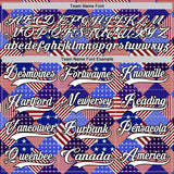 Custom White Royal Red-Black American Flag Hockey Lace Neck Jersey