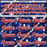 Custom Blue Red-White American Flag Hockey Lace Neck Jersey