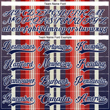 Custom Red Navy Cream-White 3D Pattern Design Stripe Hockey Lace Neck Jersey