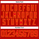 Custom Red Fire Red Gold Navy-White 3D Abstract Pattern Graphic Cyber Mecha E-sport Hockey Lace Neck Jersey