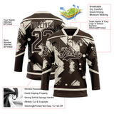 Custom Brown Cream 3D Pattern Tribal Indigenous Grunge Splash Hockey Lace Neck Jersey