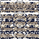 Custom Navy Cream Brown-Vegas Gold 3D Pattern Tribal Indigenous Grunge Floral Splash Hockey Lace Neck Jersey