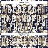 Custom Navy Cream Brown-Vegas Gold 3D Pattern Tribal Indigenous Grunge Floral Splash Hockey Lace Neck Jersey