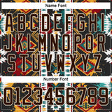 Custom Brown Yellow Green Red-Cream 3D Pattern Tribal Indigenous Grunge Geometric Splash Hockey Lace Neck Jersey