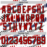 Custom White Red Navy-Black 3D Pattern Abstract Columbus Inspired Round Hockey Lace Neck Jersey