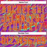 Custom Purple Orange-Pea Green 3D Pattern Trippy Psychedelic Fluid Hockey Lace Neck Jersey