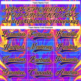 Custom Dark Purple Red-Yellow 3D Pattern Trippy Psychedelic Fluid Hockey Lace Neck Jersey