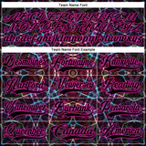 Custom Black Deep Pink-Blue 3D Pattern Trippy Psychedelic Geometric Hockey Lace Neck Jersey