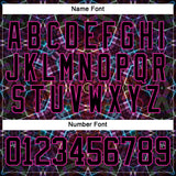 Custom Black Deep Pink-Blue 3D Pattern Trippy Psychedelic Geometric Hockey Lace Neck Jersey