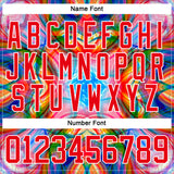 Custom White Fire Red Green Blue-Yellow 3D Pattern Trippy Psychedelic Geometric Hockey Lace Neck Jersey