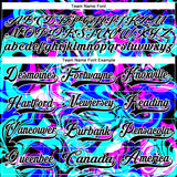 Custom Blue Black Deep Pink-White 3D Pattern Trippy Psychedelic Fluid Hockey Lace Neck Jersey