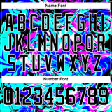 Custom Blue Black Deep Pink-White 3D Pattern Trippy Psychedelic Fluid Hockey Lace Neck Jersey