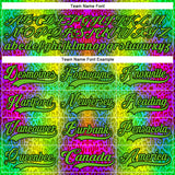Custom Aurora Green Pink Black-White 3D Pattern Leopard Print Neon Hockey Lace Neck Jersey
