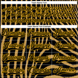 Custom Old Gold Black Gold-White 3D Pattern Zebra Print Hockey Lace Neck Jersey