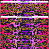 Custom Purple Navy Pink-Gold 3D Pattern Leopard Print Neon Hockey Lace Neck Jersey
