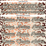 Custom Cream Orange Black-White 3D Pattern Leopard Print Hockey Lace Neck Jersey