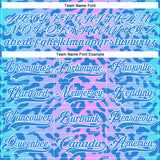 Custom Pink Powder Blue-White 3D Pattern Leopard Print Neon Hockey Lace Neck Jersey