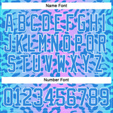Custom Pink Powder Blue-White 3D Pattern Leopard Print Neon Hockey Lace Neck Jersey