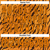 Custom Bay Orange Black 3D Pattern Tiger Print Neon Hockey Lace Neck Jersey