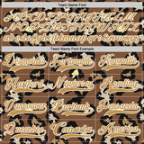 Custom Brown Old Gold Black-White 3D Pattern Leopard Print Hockey Lace Neck Jersey