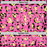 Custom Pink Yellow Black-White 3D Pattern Leopard Print Hockey Lace Neck Jersey
