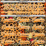 Custom Bay Orange Black-White 3D Pattern Leopard Print Hockey Lace Neck Jersey