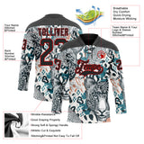 Custom White Black Blue-Red 3D Pattern Leopard Hockey Lace Neck Jersey