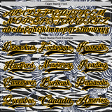Custom White Black-Gold 3D Pattern Zebra Print Hockey Lace Neck Jersey