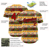 Custom Cream Red Yellow Green-Black 3D Pattern Design Black History Month African Ethnicity Style Authentic Baseball Jersey