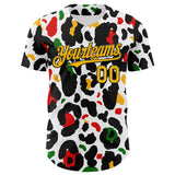 Custom White Gold Black Green-Red 3D Pattern Design Black History Month Animal Print Authentic Baseball Jersey