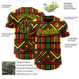 Custom Green Black Red-Light Yellow 3D Pattern Design Black History Month African Ethnicity Style Abstract Geometric Authentic Baseball Jersey