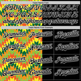 Custom Black Yellow Green Red-Orange 3D Pattern Design Black History Month African Ethnicity Style Abstract Geometric Authentic Baseball Jersey