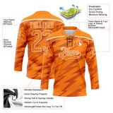 Custom Bay Orange White 3D Pattern Lightning Hockey Lace Neck Jersey