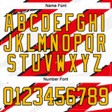 Custom Fire Red Gold Black-White 3D Pattern Lightning Hockey Lace Neck Jersey