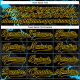 Custom Black Blue-Yellow 3D Pattern Lightning Hockey Lace Neck Jersey